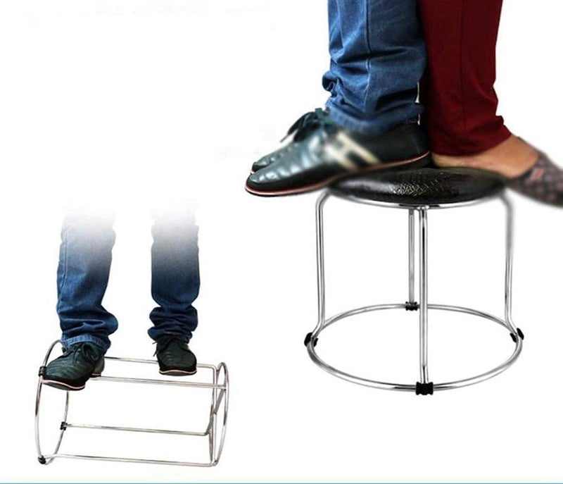 INDIAN DECOR INDIAN DECOR 55992 Furniture Change of Shoes Stool Coffee Table Bench Folding Low Stool Round Stool Made of Solid Steel Stools Black  - Image 4