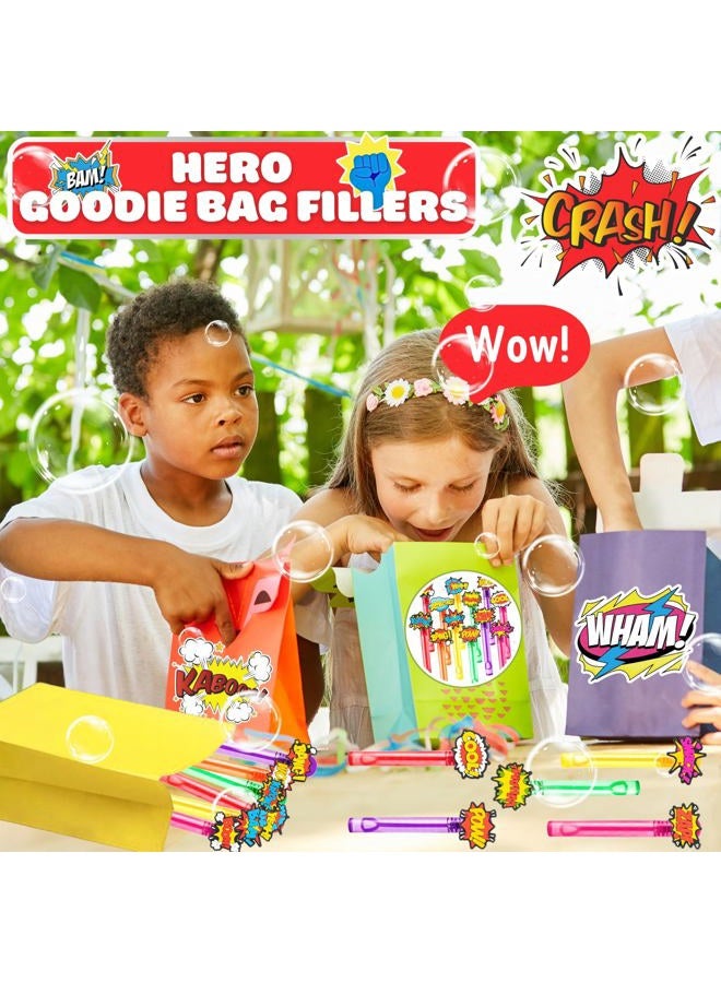 MDNHIO Hero Party Favors for Kids – 24PCS POW BAM ZAP Bubble Wands, Great for Birthday Supplies, Piñata Fillers, Goodie Bags & Classroom Rewards - Image 5