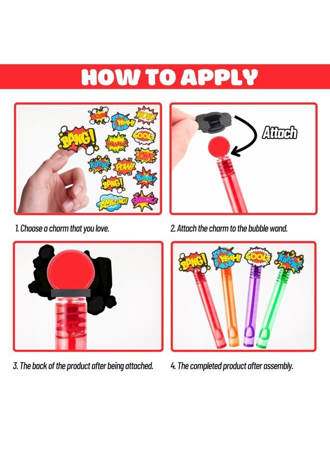 MDNHIO Hero Party Favors for Kids – 24PCS POW BAM ZAP Bubble Wands, Great for Birthday Supplies, Piñata Fillers, Goodie Bags & Classroom Rewards - Image 4