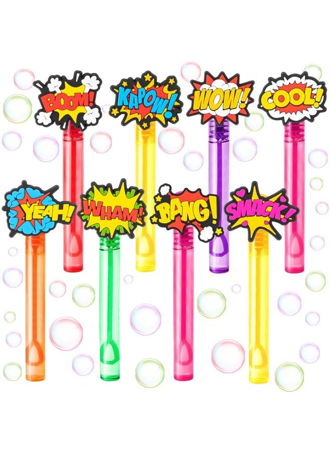 MDNHIO Hero Party Favors for Kids – 24PCS POW BAM ZAP Bubble Wands, Great for Birthday Supplies, Piñata Fillers, Goodie Bags & Classroom Rewards - Image 1