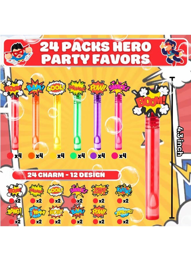 MDNHIO Hero Party Favors for Kids – 24PCS POW BAM ZAP Bubble Wands, Great for Birthday Supplies, Piñata Fillers, Goodie Bags & Classroom Rewards - Image 3