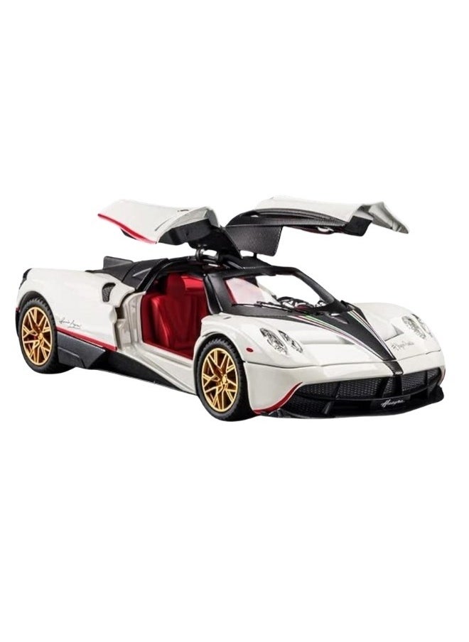 CHE ZHI 1:24 Pagani Huayra Dinastia Alloy Diecast Metal Car Model – Pull Back Vehicle with Light & Sound (White)  - Image 1