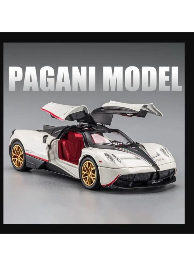 CHE ZHI 1:24 Pagani Huayra Dinastia Alloy Diecast Metal Car Model – Pull Back Vehicle with Light & Sound (White)  - Image 5