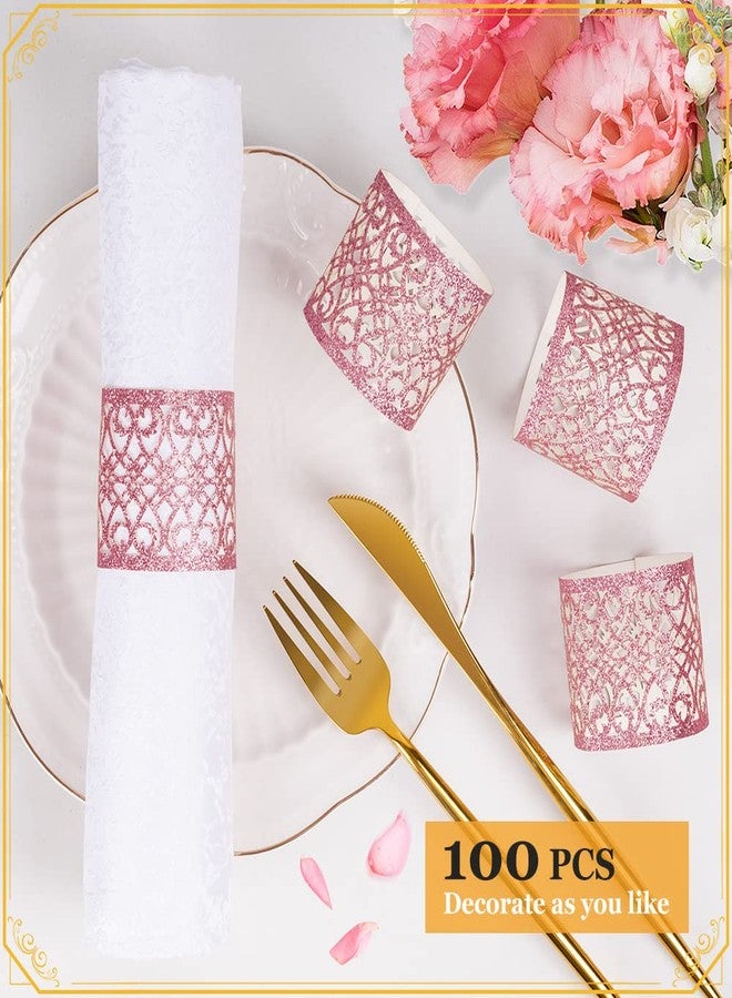 NPKRRSK 100 Pcs Napkin Rings Sparkling Paper Napkin Holder Disposable Napkin Bands Napkin Holder for Wedding Party Dinner Table Decor（Pink） - Image 5