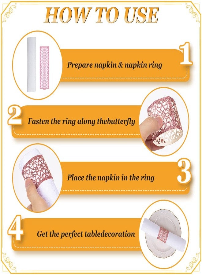 NPKRRSK 100 Pcs Napkin Rings Sparkling Paper Napkin Holder Disposable Napkin Bands Napkin Holder for Wedding Party Dinner Table Decor（Pink） - Image 4