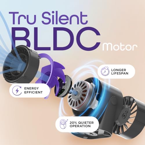 Dylect® Briza Storm Rechargeable Fan | 4000mAh Battery | TruSilent BLDC Motor | 6-Speed | 11h Runtime | Touch LED Display | Type-C | Turbo Airflow | Portable Fan | Home & Beyond | Orchid Bloom - Image 3