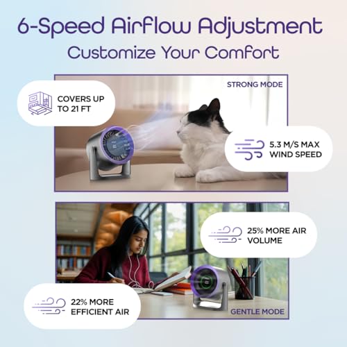 Dylect® Briza Storm Rechargeable Fan | 4000mAh Battery | TruSilent BLDC Motor | 6-Speed | 11h Runtime | Touch LED Display | Type-C | Turbo Airflow | Portable Fan | Home & Beyond | Orchid Bloom - Image 5