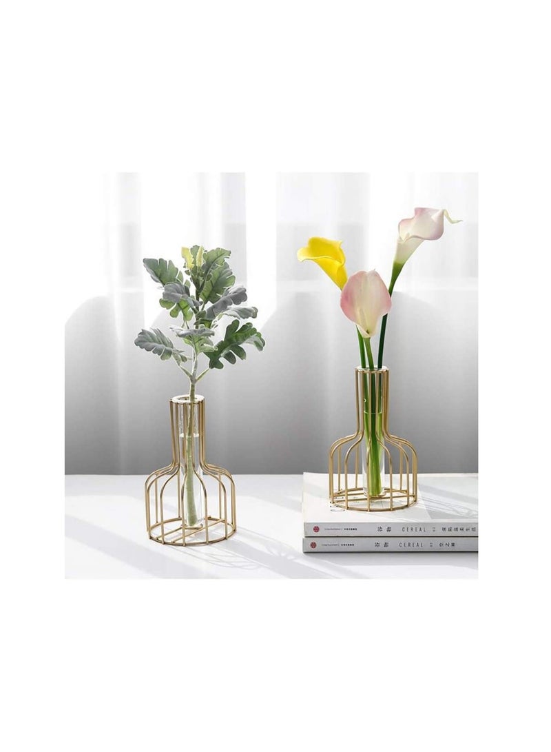 BLOOMING TIME Metallic Flowers Bottle Vase Golden - Image 3