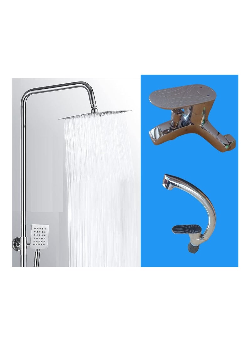 Shower set including 2 mixers (bathtub mixer and shower basin mixer) - Image 1