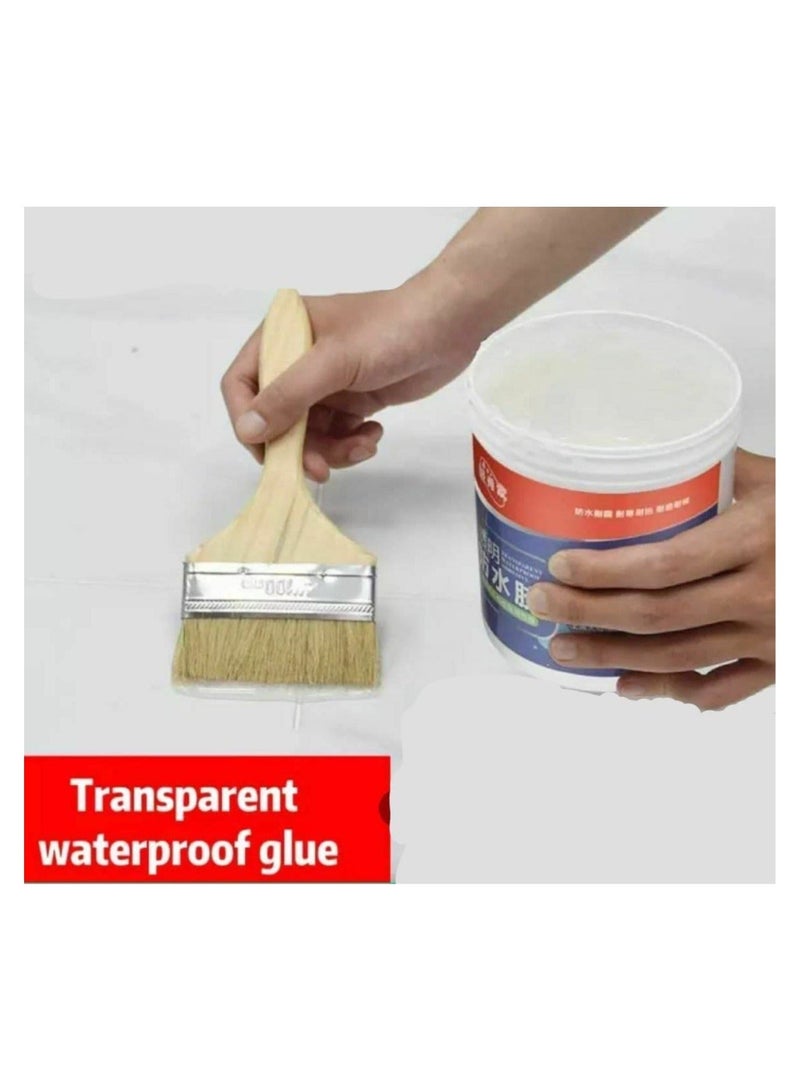 Waterproof Glue, Insulating Sealant, Transparent Adhesive for Leak Repair, for Waterproofing Ceilings, Walls and Bathrooms, with a Strong Adhesive Rubber Layer that Provides Permanent Protection and Perfect Crack Repair (300ml Glue + Brush) - Image 3