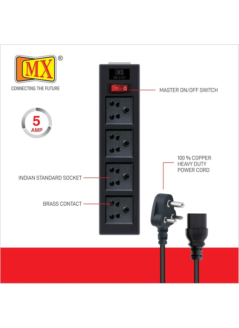MX MX Extension Board 4 Outlet Indian Socket 1500W 5 AMP Socket with Power Cord 15 Mtr Cord  - Image 3