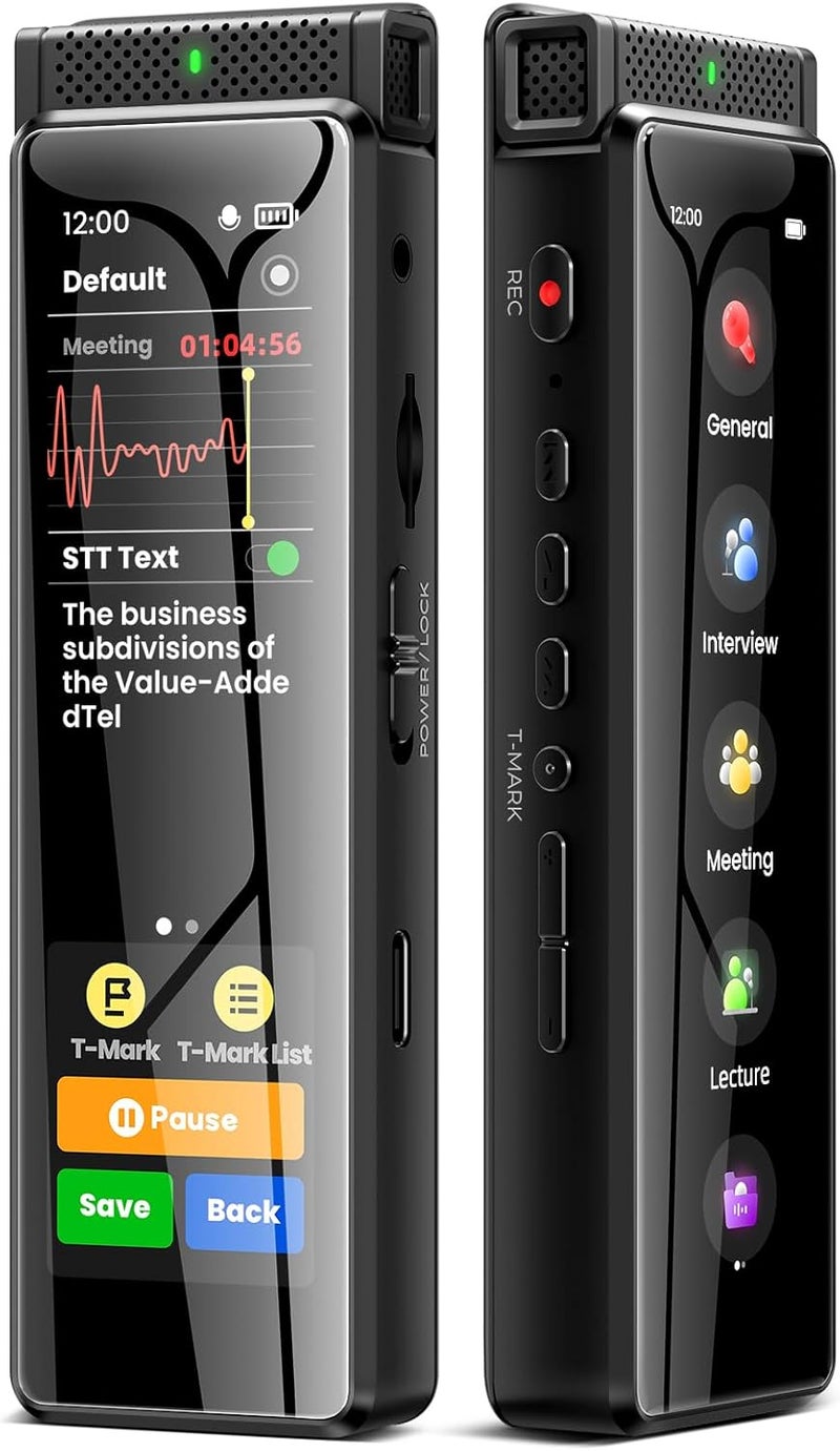 innioasis R1 Digital Voice Recorder with Playback, 136GB Full Touch Screen Voice Recorder with Bluetooth, Voice Activated Sound Audio Recorder Device with Microphone (Black) - Image 1