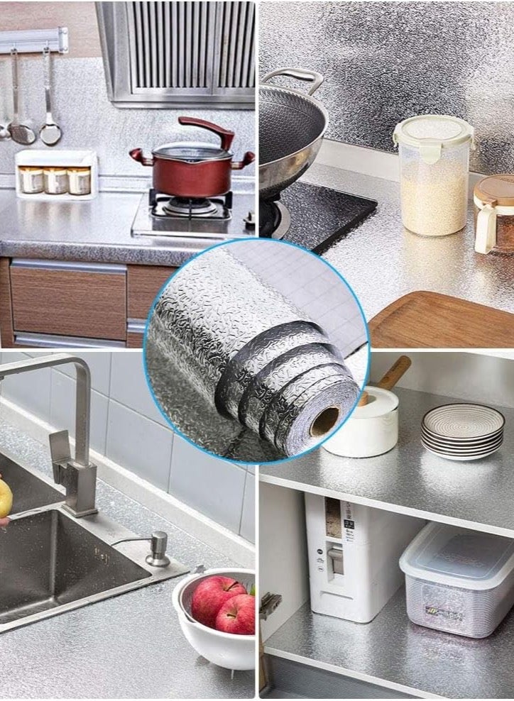 Kitchen Waterproof Aluminum Foil  40Cm x 3 Meters. Stickers Peel and Stick Oil Proof Wall Paper for Kitchen, Heat Resistant Self Adhesive Wall Protector.  - Image 4