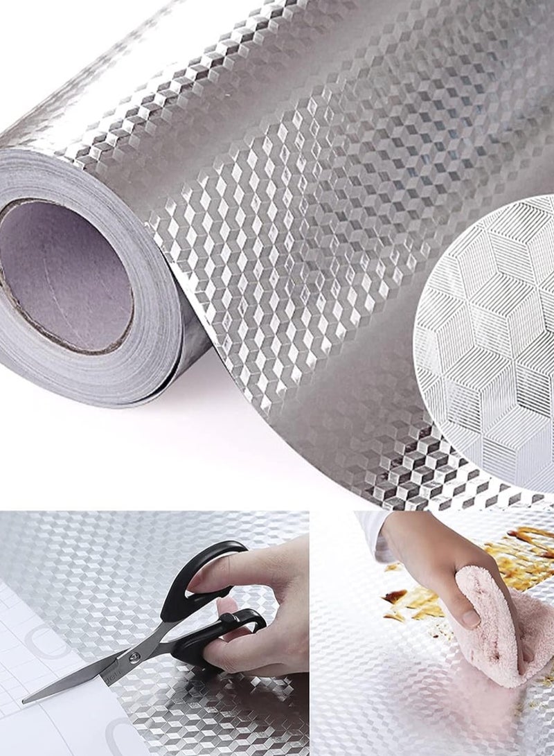Kitchen Waterproof Aluminum Foil  40Cm x 3 Meters. Stickers Peel and Stick Oil Proof Wall Paper for Kitchen, Heat Resistant Self Adhesive Wall Protector.  - Image 1