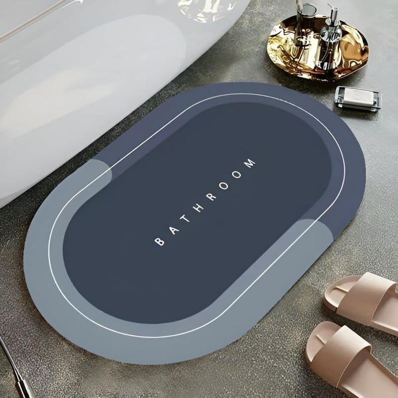 KINCH Home Bathroom Floor Mat Carpet Non Slip Door Mat Super Absorbent Soft Carpet Quick Dry Dirt Barrier for Home Office 40x60cm Round Shape - Image 1