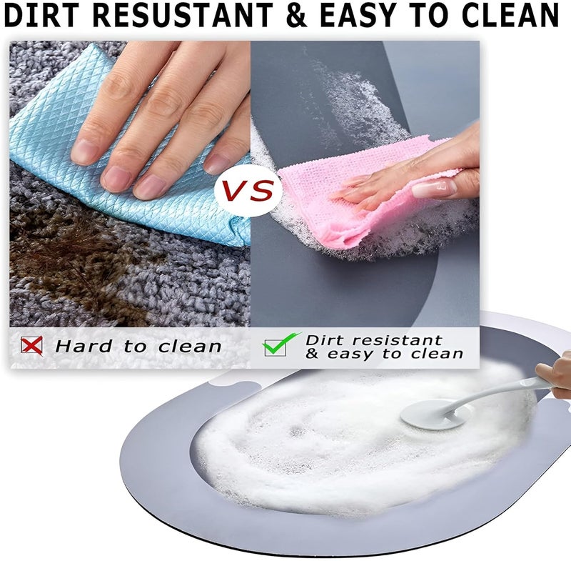 KINCH Home Bathroom Floor Mat Carpet Non Slip Door Mat Super Absorbent Soft Carpet Quick Dry Dirt Barrier for Home Office 40x60cm Round Shape - Image 4