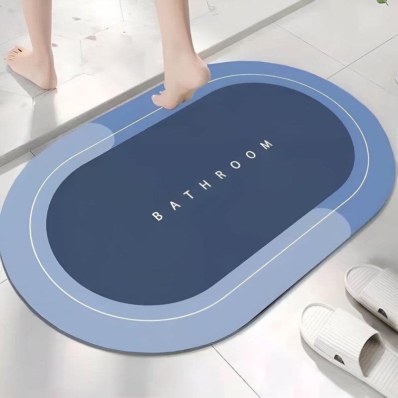 KINCH Home Bathroom Floor Mat Carpet Non Slip Door Mat Super Absorbent Soft Carpet Quick Dry Dirt Barrier for Home Office 40x60cm Round Shape - Image 2