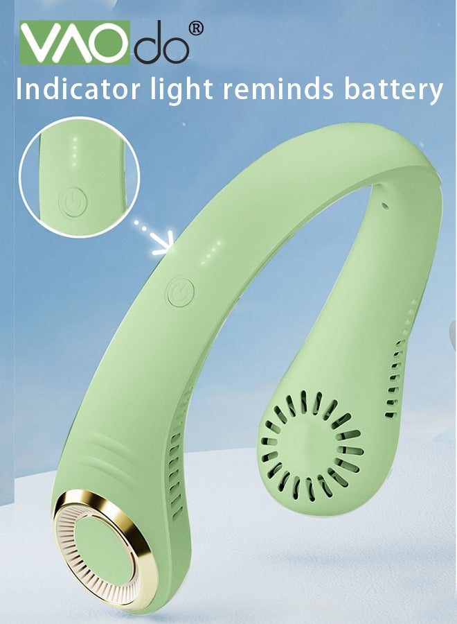 فاو دو مروحة رقبة اليدين الحرة ، مروحة محمولة قابلة لإعادة الشحن USB ، تصميم سماعات السيليكون الصامتة القابلة للارتداء 12 ساعة عمر البطارية الأخضر - Image 3
