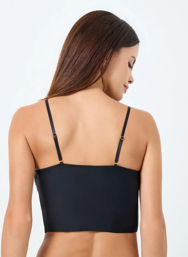 Take Two Solid Decor Rhinestone Detail Wired Bra