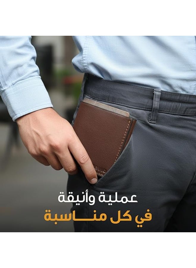 موتيفيا محفظة رجالي جلد طبيعي ثلاث طبقات محفظة جلد رجالي محفظة بطاقات ونقود رجالي مع 8 جيوب داخلية وجيب واسعة للنقود من Motevia - Image 2