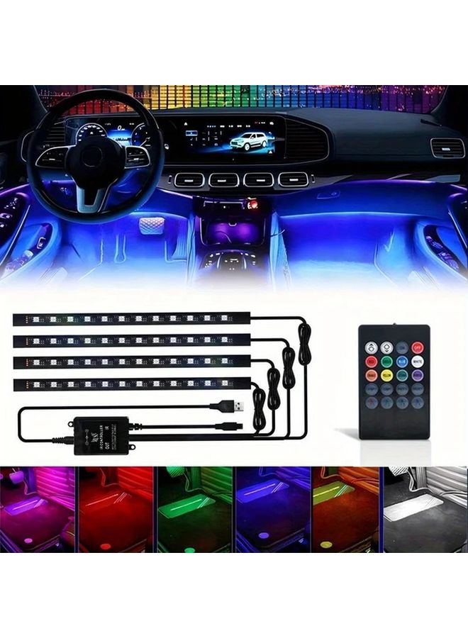 1 مجموعة أضواء محيط LED RGB متعددة الألوان متزامنة مع الموسيقى وتحكم عن بعد للمنزل والسيارة والحفلات - Image 2