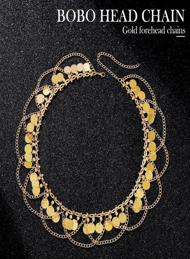 CLOACE Gold Sequin Head Chain Tassel Hair Chain Festival Forehead Hair Accessories for Women - Image 2