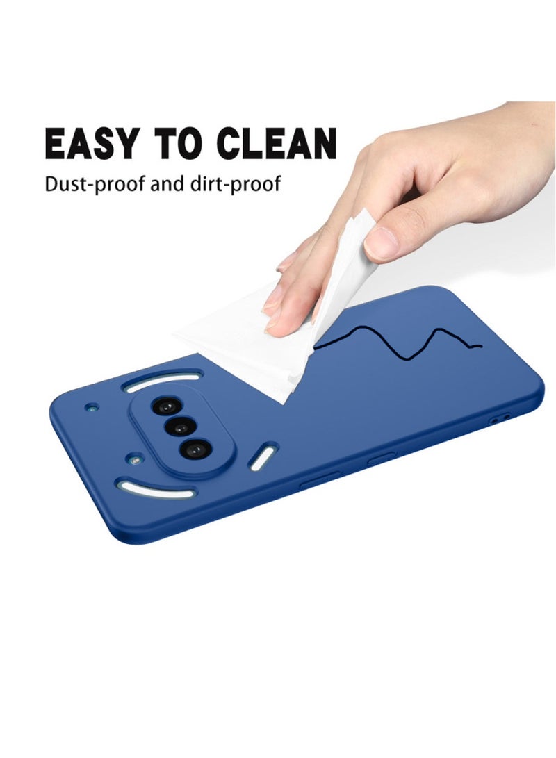 دبليو تيك غطاء جراب سيليكون سائل ناعم فاخر من Nothing Phone (3a) 5G 2025 (MCRPSN) - أزرق كحلي - Image 2