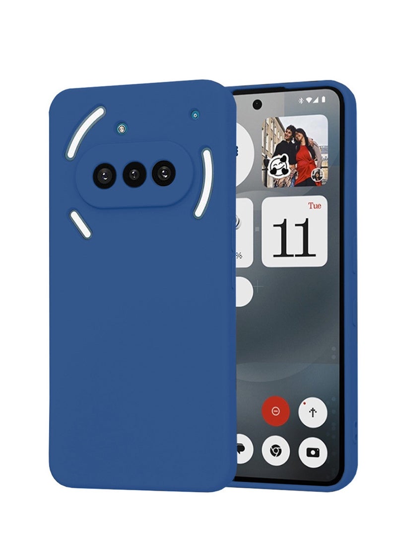 دبليو تيك غطاء جراب سيليكون سائل ناعم فاخر من Nothing Phone (3a) 5G 2025 (MCRPSN) - أزرق كحلي - Image 1