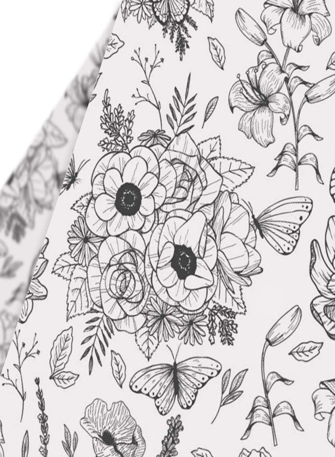 100 Sheets Vintage Floral Tissue Paper Botanical Gift Wrapping Tissue Bulk Black White Wildflower DIY Art Craft Paper for Spring Wedding Birthday Baby Shower, 13.7 x 19.6 Inch - Image 1