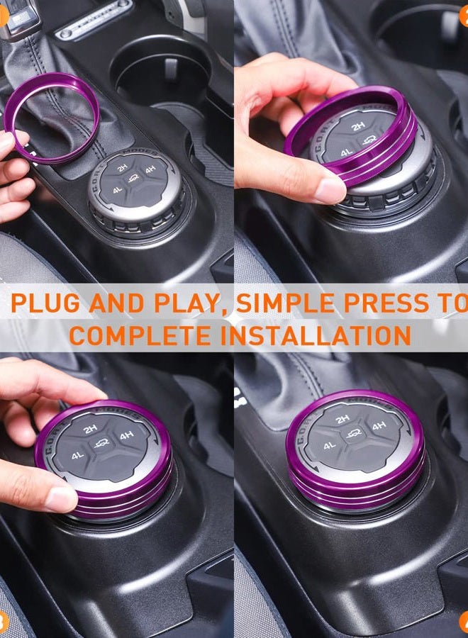 Savadicar CKT01 Billet Aluminum Control Knob Trim Sets, Headlight/4WD/HVAC Climate Control Knob Ring Bezels, Air Conditioner/Radio Switch Cover for 2021-2024 Ford Bronco, Interior Accessories, Purple - Image 5