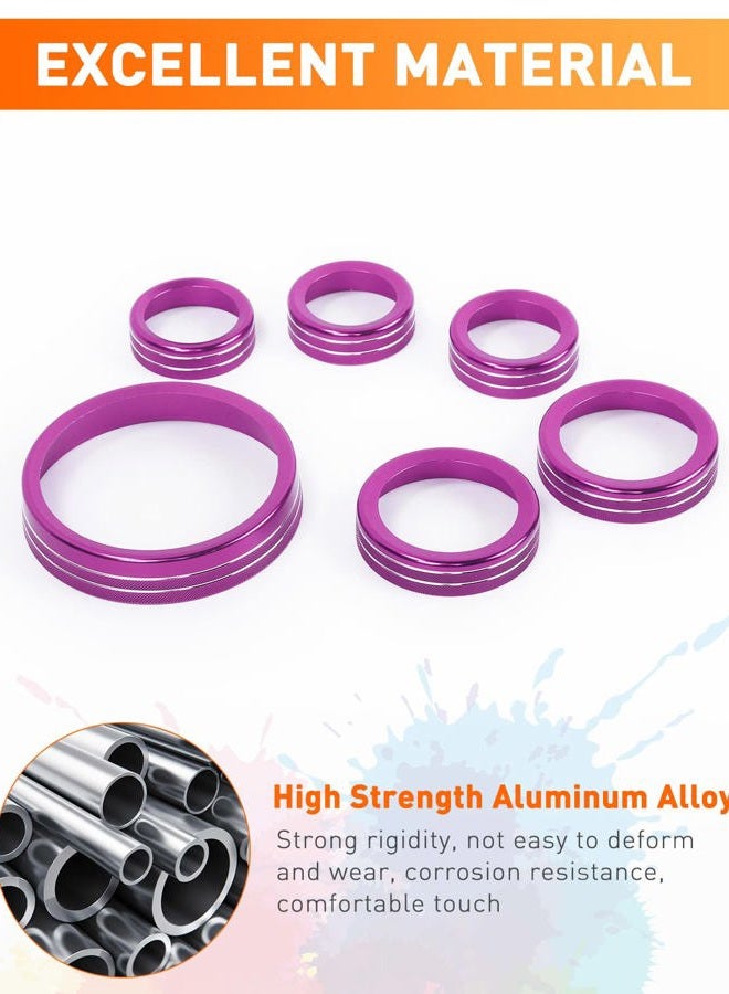 Savadicar CKT01 Billet Aluminum Control Knob Trim Sets, Headlight/4WD/HVAC Climate Control Knob Ring Bezels, Air Conditioner/Radio Switch Cover for 2021-2024 Ford Bronco, Interior Accessories, Purple - Image 3