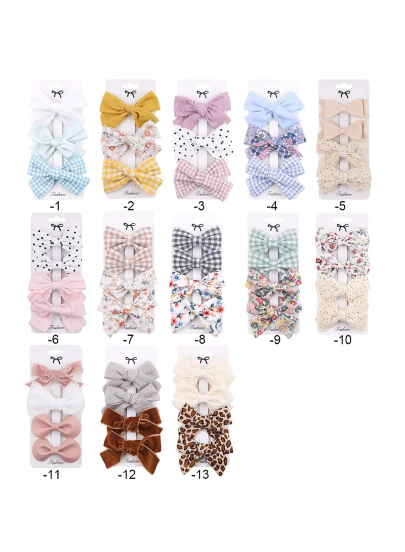 D'Daniela Rana Ribbon Bow Clip Set For Babies and Girls -  Beige & Multicolor