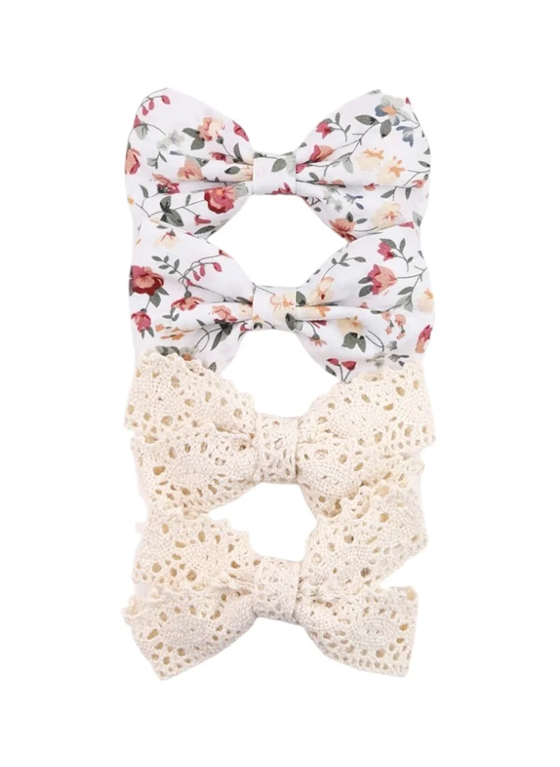 دىدانيالا Rana Ribbon Bow Clip Set For Babies and Girls -  Beige & Multicolor