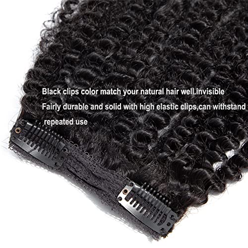 YOOONXI Kinky Curly Clip in Hair Extensions Real Human Hair 3C 4A Human Hair Clip in Extensions Double Weft Afro Kinky Curly Clip ins for Black Women Natural Color 7pcs 120g/Set 16Inch - Image 5