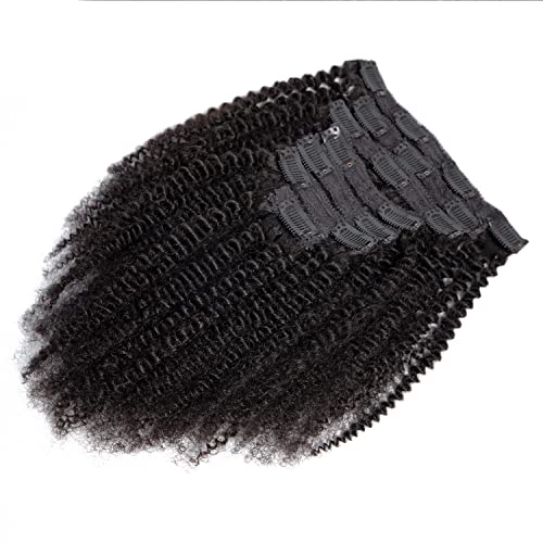 YOOONXI Kinky Curly Clip in Hair Extensions Real Human Hair 3C 4A Human Hair Clip in Extensions Double Weft Afro Kinky Curly Clip ins for Black Women Natural Color 7pcs 120g/Set 16Inch - Image 2