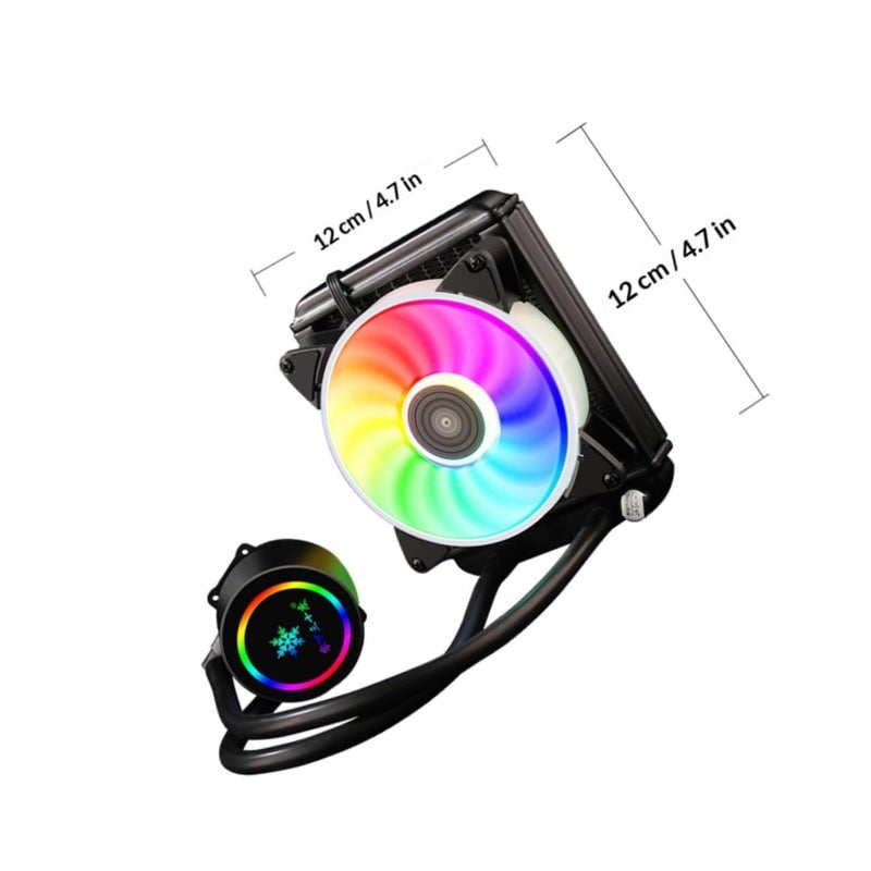Liquid CPU Cooler Radiator with 120mm Cooling Fan, Silent Water Cooling System for Desktop Gaming Pcs, Efficient CPU Heat Sink Compatible with Intel and Other Processors - Image 2