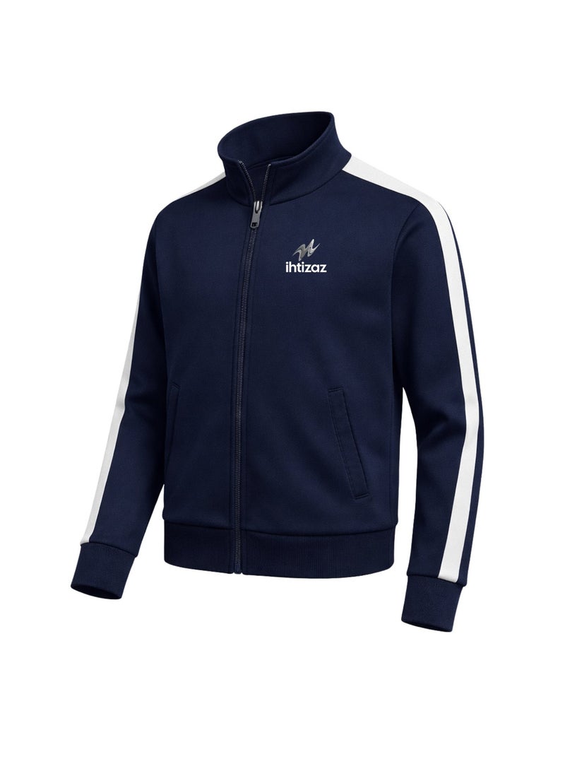 ihtizaz Girls’ 3-Piece School Sports Uniform Set – Elementary School | White Sports T-Shirt + Navy Track Pants + Navy Zip Jacket | PE Athletic Set | Breathable & Comfortable - Image 5