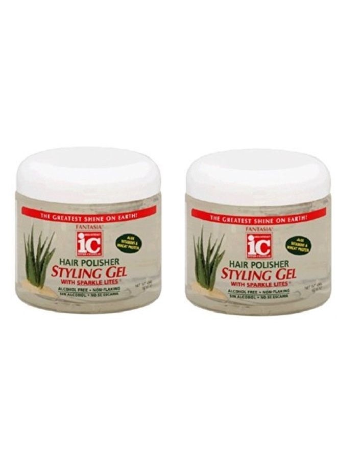 Fantasia High Potency IC Hair Polisher Styling Gel, with Sparkle Lites, 16 oz (Pack of 2) 