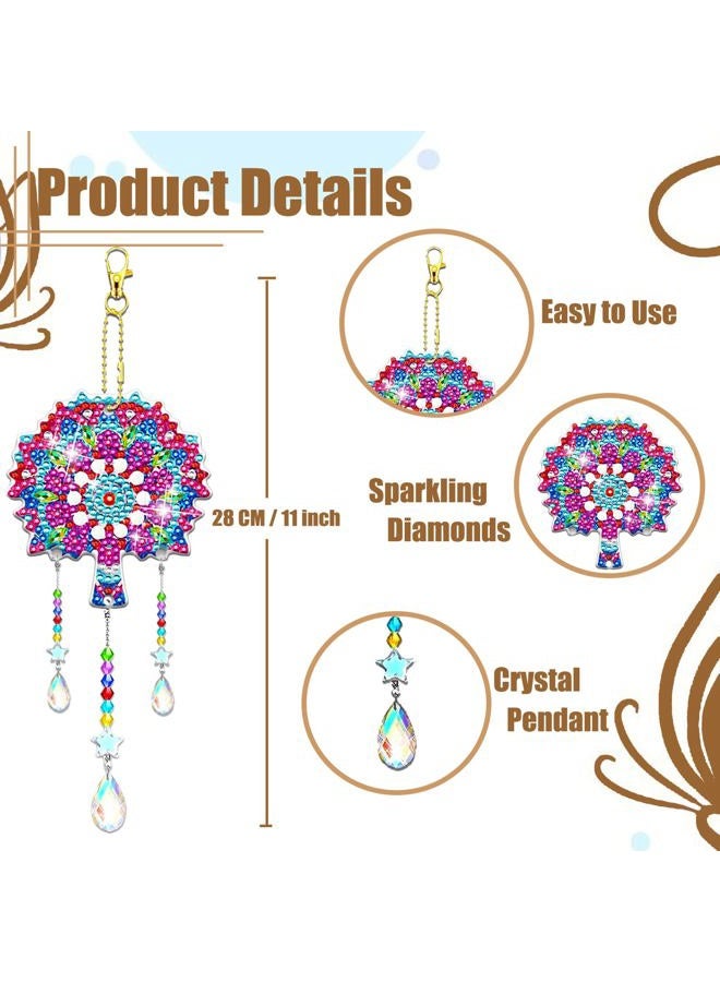 JeCuiK 6 Pcs Diamond Painting Suncatchers Double Sided Diamond Art Suncatcher Mandala 5D DIY Diamond Painting Wind Chimes Paint by Number Diamond Art Kits for Adults Hanging Ornaments - Image 4