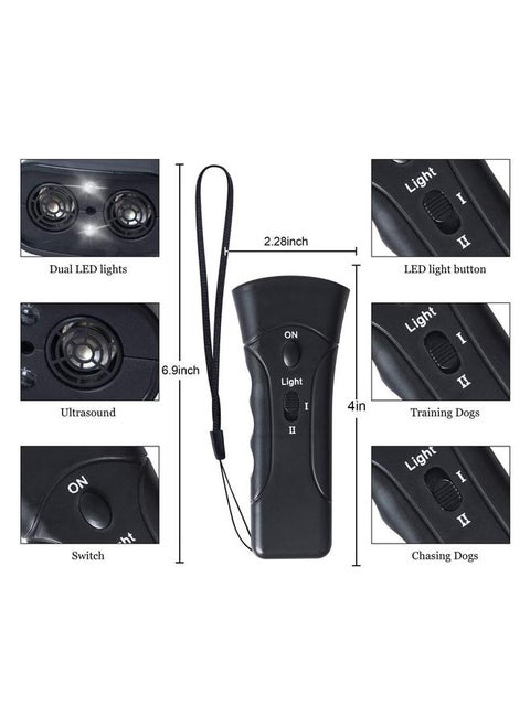 Dog Repeller Dual Sensor Ultrasound LED Light Laser Dog Deterrent Device USB Rechargeable Anti Barking Device