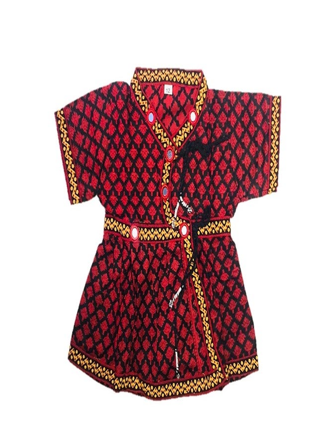 PK MART طقم دوتي كورتا مطبوع عليه صورة ملابس تقليدية للمهرجانات للأطفال الرضع (2-3 سنوات) من PK MART، باللون الأحمر - Image 3