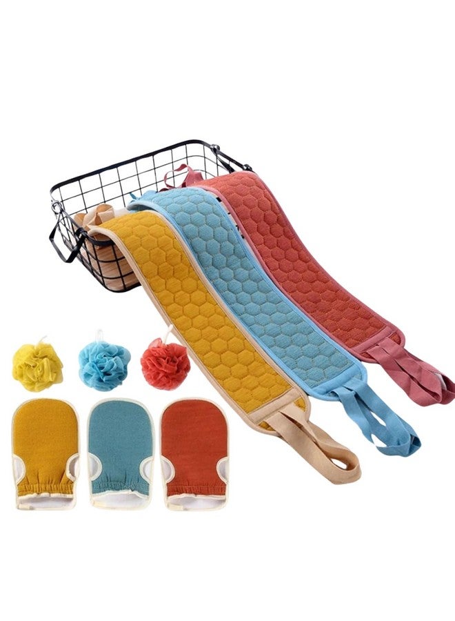 SPITEN Exfoliating Shower Set 3 - Piece - Back Scrubber, Loofah Sponge | Exfoliating Gloves | Deep Body Cleansing for Smoother Skin | Bath Essentials for Men | Women (Multicolor) - Image 1