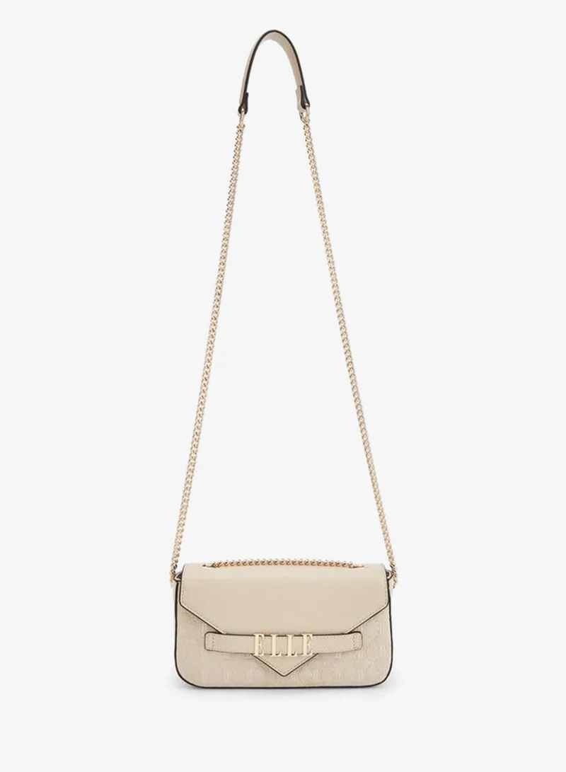 Elle Monogram Embossed Crossbody Bag With Chain Strap