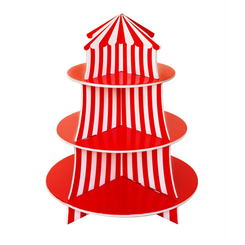 Super Z Outlet 3 Tier Cupcake Foam Stand with Circus Carnival Tent Design for Desserts, Birthdays, Decorations - Image 1