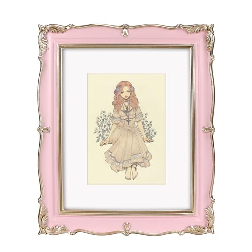 PHAREGE Vintage Picture Frame 8x10 Pink Gold 8 by 10 Ornate Decorative Antique Frame with Mat for 5x7 Photo Fancy Matted Frame for Desktop or Wall Horizontal or Vertical