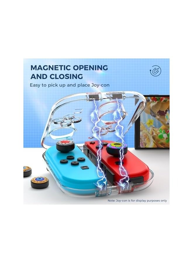 PROMASS Storage Case for Joy-con, Mini Switch Joy-con Storage Cas, Portable Dust-Proof Protective Box Compatible with Nintendo Switch Joy-Con, Switch/OLED PC Transparent Shell Case with Magnetic Closure - Image 4