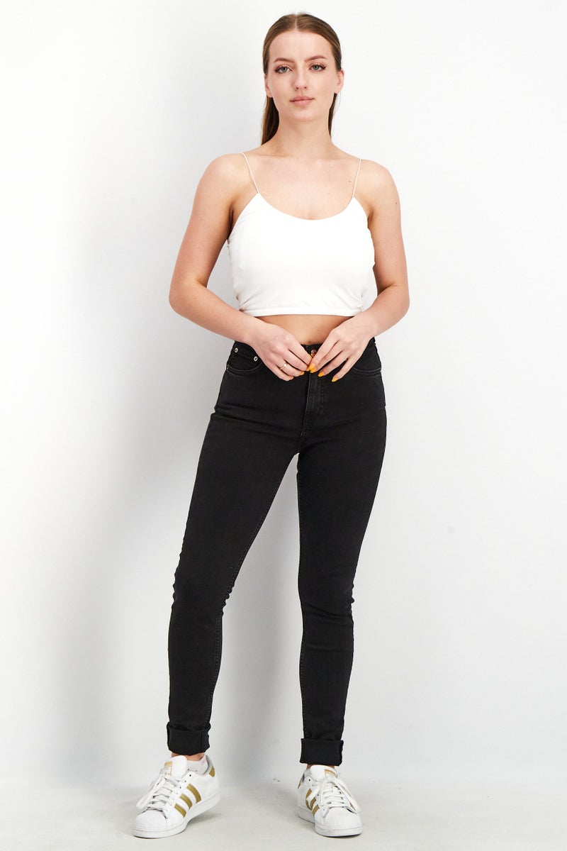 Weekday Women Regular Fit Solid Jeans, Black - Image 4