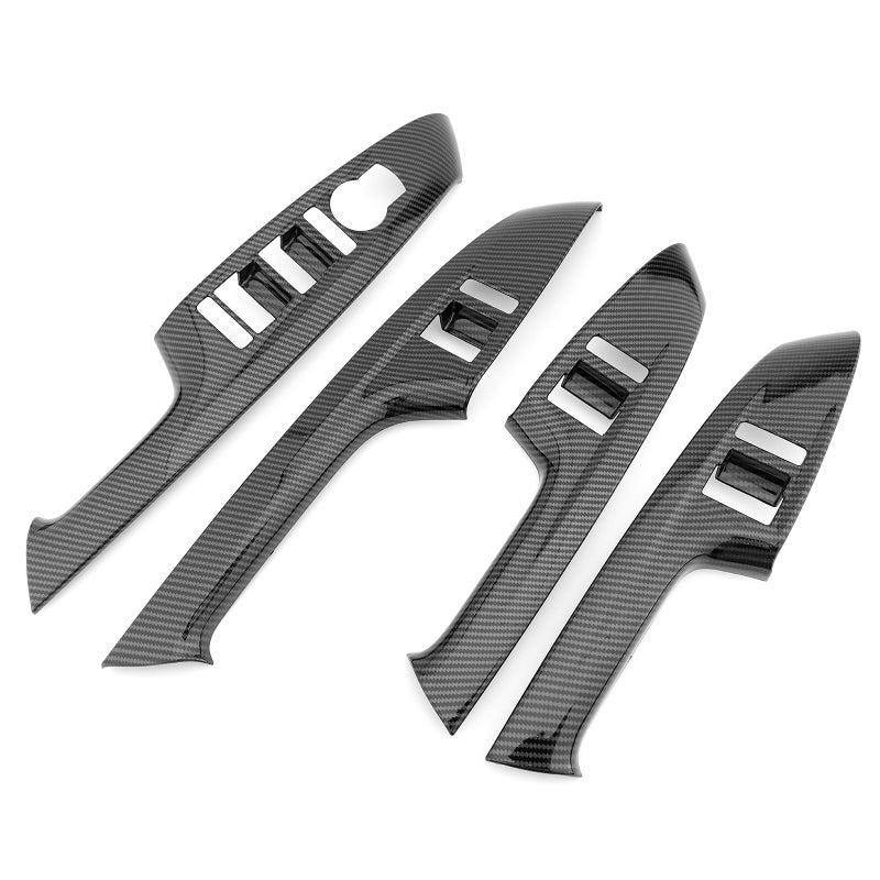 JUIVEEL ABS Car Interior Window Switch Panel Cover Side Door Glass Lock Control Button Cover Compatible with Genesis GV70 20222025 Accessories Carbon Fiber Style