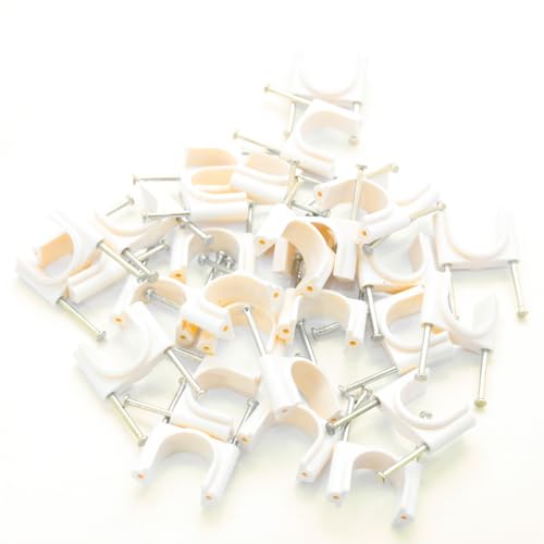 NEW WARE® 20 mm PVC U-Shaped Pipe Clamps with Flat Nail | Ivory Wire & Tube Holder | Durable Pipe Clip (Pack of 25) - Image 5