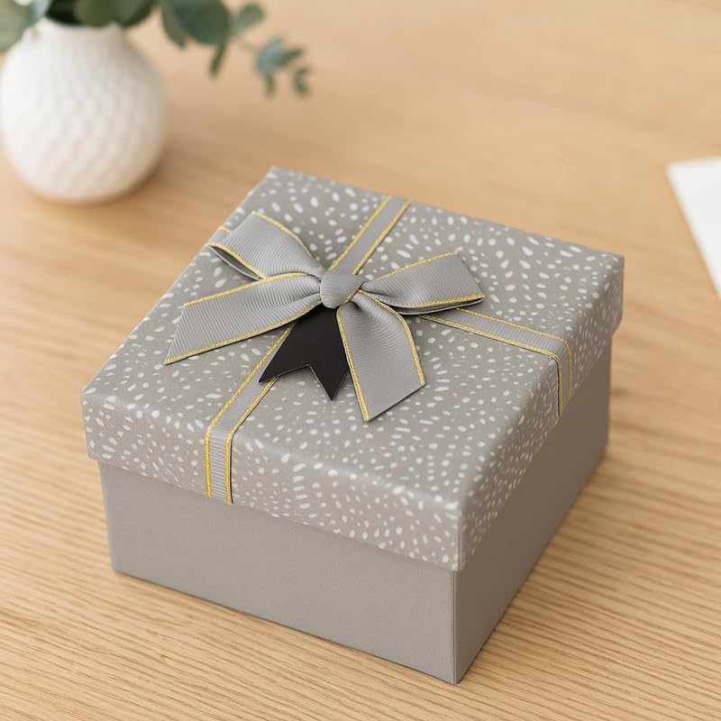 Fitto Square Paper Box 13x13.5x8cm Gray,  Gift, Decorative Box for Home and Office - Image 2